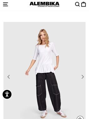 Alembika Denim papaya relaxed pants black barrel leg